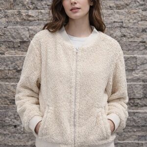 J. Crew Off-White Textured Jacket size XL excellent condition fluffy Sherpa